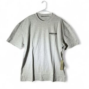 Fear of God Essentials Mens Heather Grey Logo Graphic T-Shirt Boxy Fit NEW